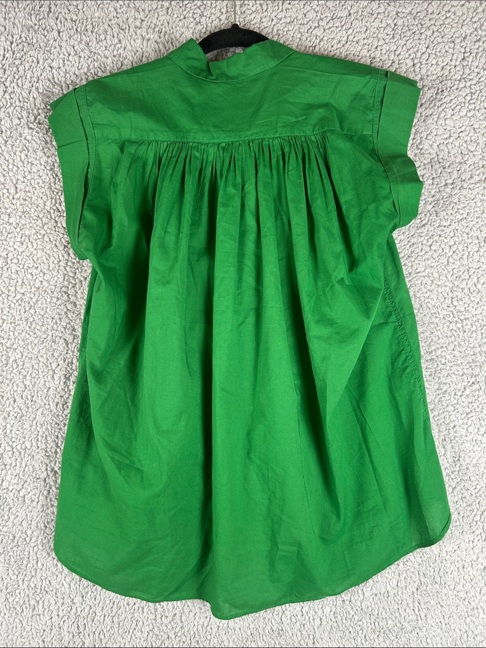A Shirt Thing Relaxed Flowy Style Frayed Ruffles Green Cotton Top Size S - Picture 14 of 15